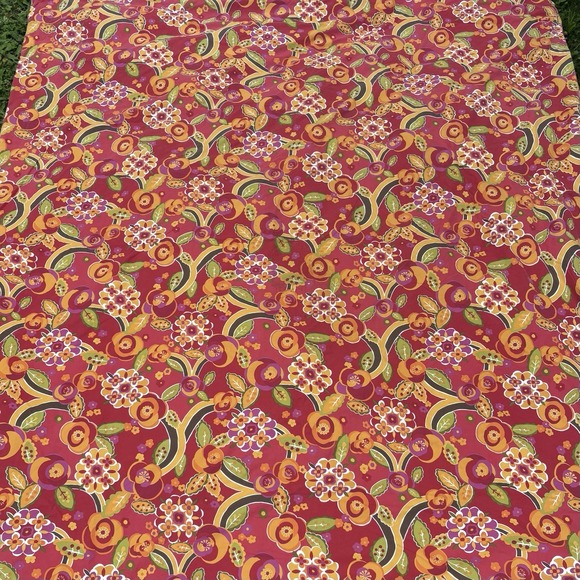 Pottery Barn King Duvet Cover Two Shams Red Floral Retro Mod Cotton Reversible‎ - Picture 2 of 13